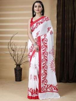Ruuprekha - Printed Pure Cotton Saree with Unstitched