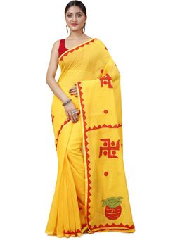 Ruuprekha - Embroidered Cotton Blend Saree with Unstitched