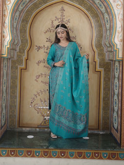 Kidar - Womens Casual Party Wear Unstitched Acrylic Suit Blue