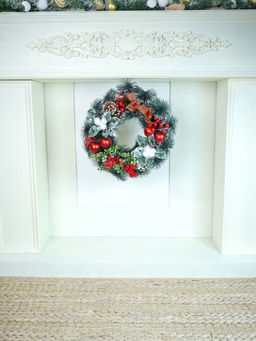 Little Surprise Box - Bow Cotton Buds & Bushy Florals Artificial Christmas Wreath & Door Decor