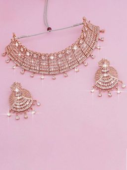 Estele - Rose Gold Plated CZ Glamorous Necklace Set for Women