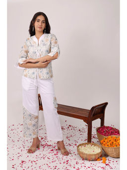 HANDME - Captivating Cotton Embroidered Floral Co-Ord (Set of 2)