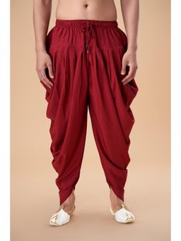 EKATVA ETHNIC - Men Maroon Cotton Peshawari Plain Dhotis