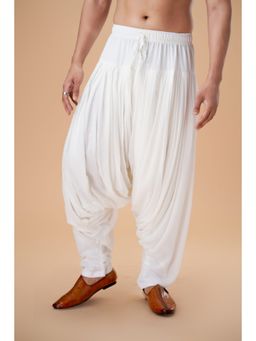 EKATVA ETHNIC - Men White Georgette Afghani Plain Dhotis