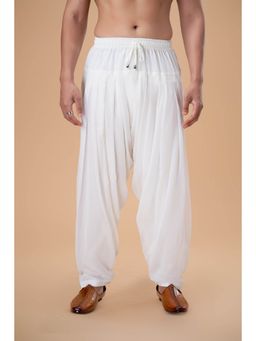 EKATVA ETHNIC - Men White Georgette Semi-Afghani Plain Dhotis