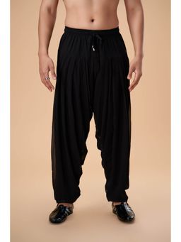 EKATVA ETHNIC - Men Black Georgette Semi-Afghani Plain Dhotis