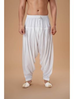 EKATVA ETHNIC - Men Off White Rayon Patiyala Plain Dhotis