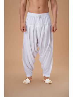 EKATVA ETHNIC - Men White Rayon Patiyala Plain Dhotis