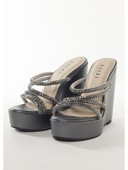 KALKI FASHION - Women Charcoal Grey Wedges Heels