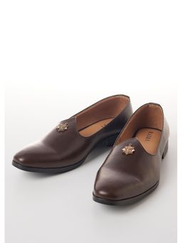 KALKI FASHION - Brown Faux Leather Mens Juttis