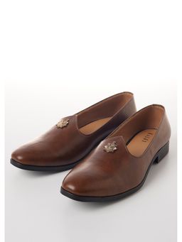 KALKI FASHION - Brown Faux Leather Mens Juttis