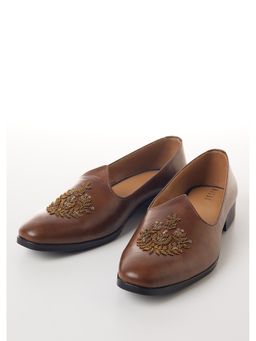 KALKI FASHION - Brown Faux Leather Mens Juttis