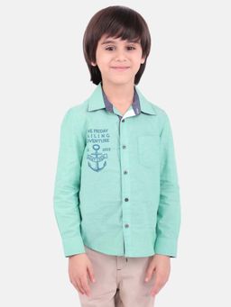 One Friday - Boys Green Anchor Shirt