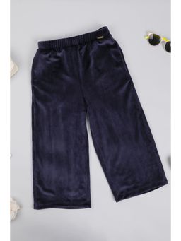 One Friday - Girls Navy Blue Solid Trousers
