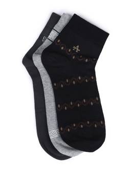 Arrow - Mens Geometric Patterned Knit Ankle Socks Multi-Color (Pack of 3)