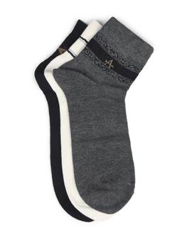 Arrow - Mens Geometric Patterned Knit Ankle Socks Multi-Color (Pack of 3)