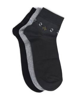 Arrow - Mens Geometric Patterned Knit Ankle Socks Multi-Color (Pack of 3)