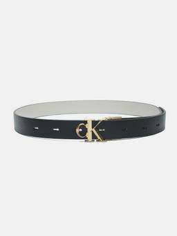 Calvin Klein - Solid Black Leather Stylised Belt