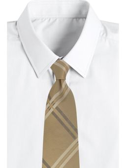 The Tie Hub - Beige Cream Silk Tie For Men Elegant Windowpane Check Formal Necktie