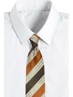 The Tie Hub - Brown Orange Silk Tie For Men Elegant Multi Stripe Formal Necktie
