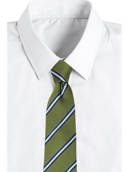 The Tie Hub - Olive Green Navy Silk Tie For Men Elegant Striped Formal Necktie