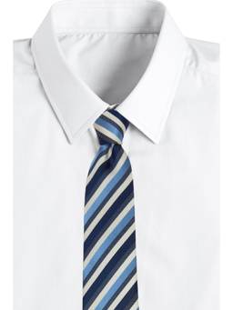 The Tie Hub - Navy Sky Blue Silk Tie For Men Elegant Striped Formal Necktie