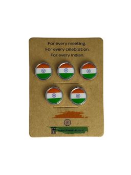 The Tie Hub - Silver Indian Flag Brass Button Cover Men Pack of 5
