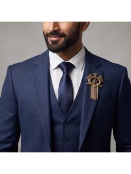 The Tie Hub - Mens Gold Brass Vintage Style Gold Tassel Brooch