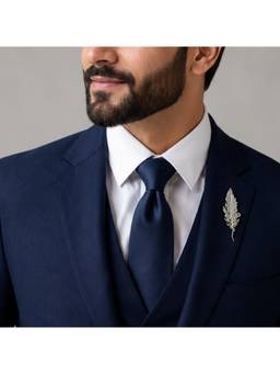 The Tie Hub - Mens Silver Brass Feather Lapel Pin Lapel Pin