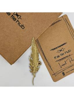 The Tie Hub - Mens Gold Brass Feather Lapel Pin Lapel Pin
