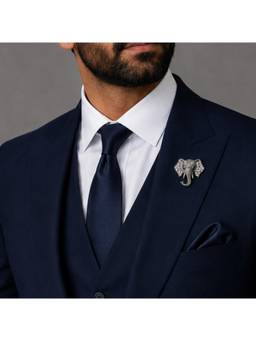 The Tie Hub - Mens Silver Brass Elephant Head Lapel Pin