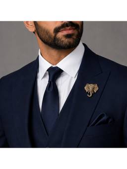 The Tie Hub - Mens Gold Brass Elephant Head Lapel Pin
