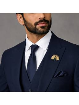 The Tie Hub - Mens Green/Gold Brass Fern Beetle Enamel Brooch
