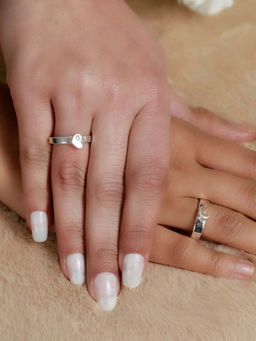 Priyaasi - Sheer By His & Her Heart Sterling Silver Couple Rings