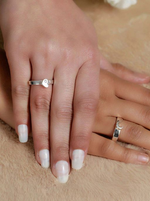 Priyaasi Sheer By His & Her Heart Sterling Silver Couple Rings