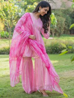 HOUSE OF JAMOTI - Baby Pink Sharara (Set of 3)