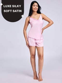 Nykd by Nykaa - Luxe Satin Cami Top & Shorts Set of 2-Bridal Edit-NYS958 Pink