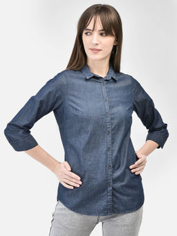 CRIMSOUNE CLUB - Women's Blue Denim Shirt