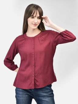 CRIMSOUNE CLUB - Women's Maroon Collarless Shirt