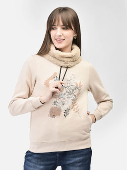 CRIMSOUNE CLUB - Women's Beige Printed Sweatshirt
