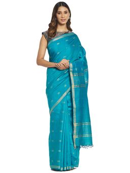 Fabindia - Blue Butti Silk Sari