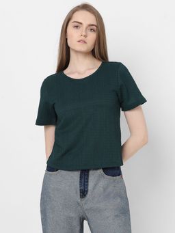 VERO MODA - Dark Green Textured Top