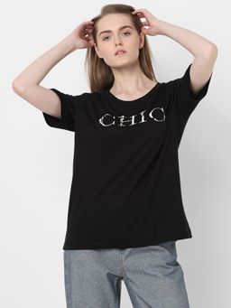 VERO MODA - Black Pearl Embellished T-Shirt