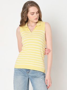 VERO MODA - Yellow Striped Knitted Top