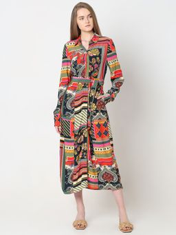 VERO MODA - Multi-Colour Printed Shirt Dress with Belt (Set of 2)