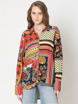 VERO MODA - Multi-Colour Printed Asymmetric Shirt
