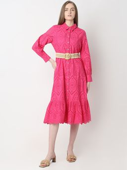 VERO MODA - Pink Schiffli Shirt Dress with Belt (Set of 2)