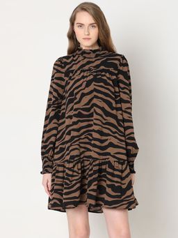 VERO MODA - Brown Animal Print Shift Dress