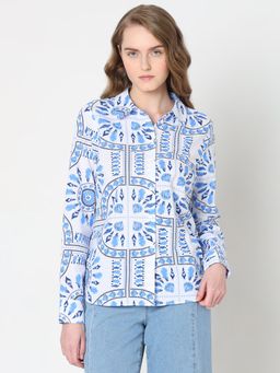 VERO MODA - Blue Printed Cotton Shirt