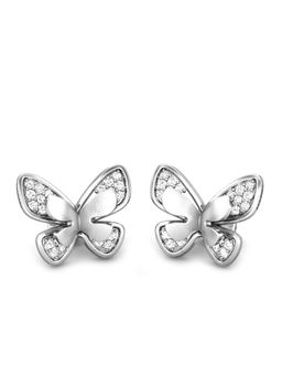 Candere by Kalyan Jewellers - 18K BIS Hallmark White Gold & Diamond Butterfly Earrings